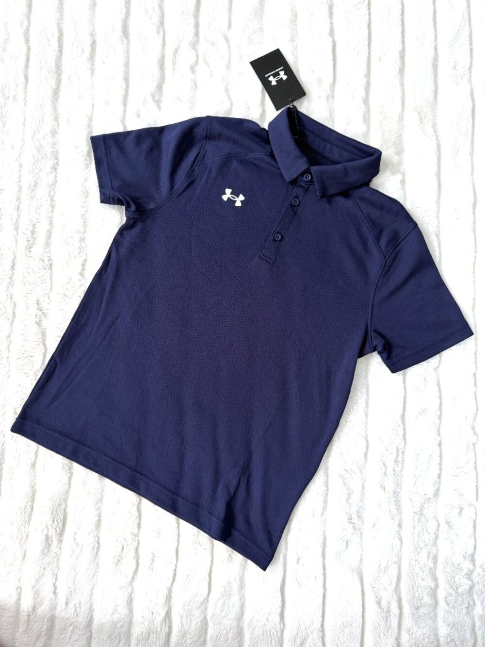 NWT Kids Under Armour Active Polo (Navy) M